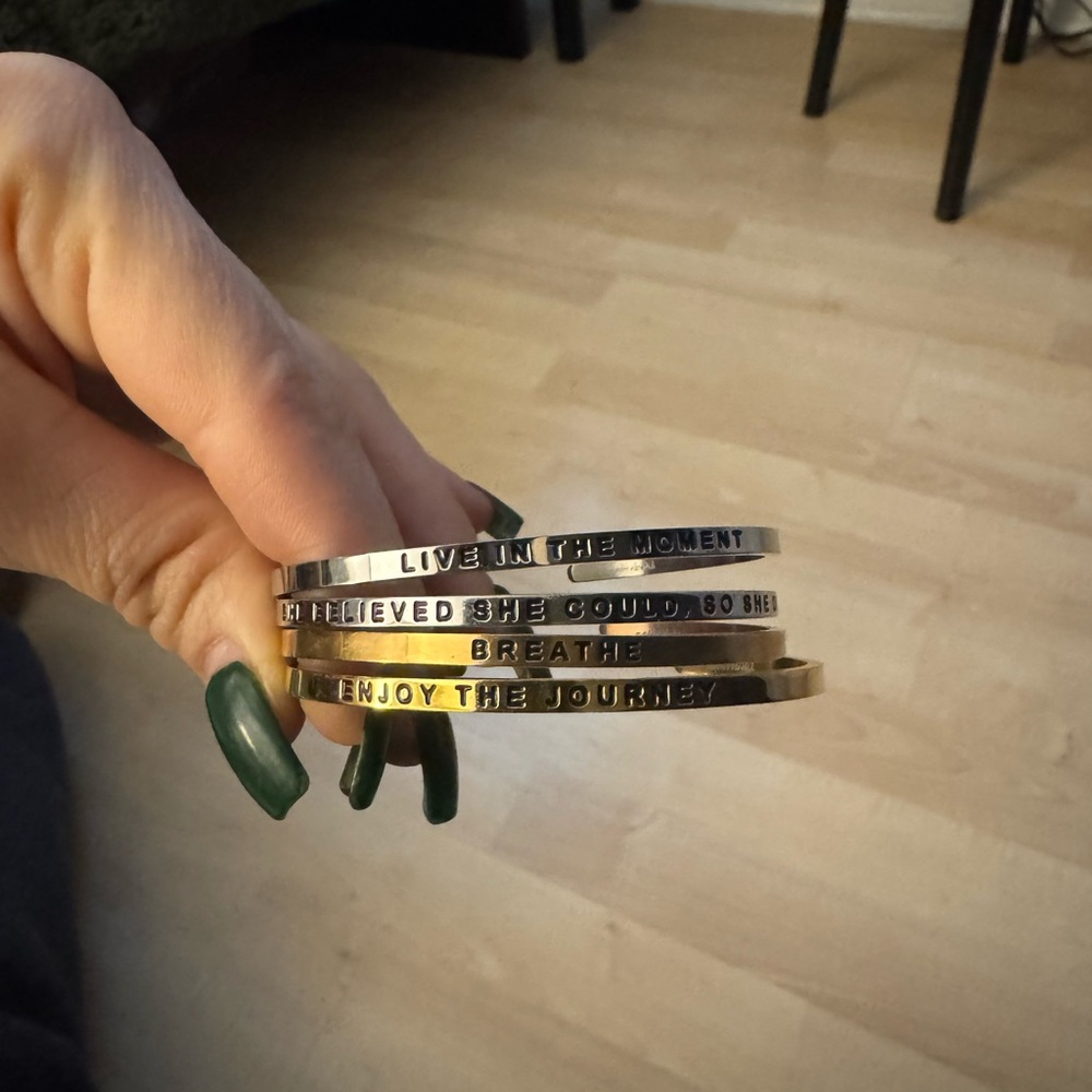 Inspirational Silver and Gold Bracelets Set